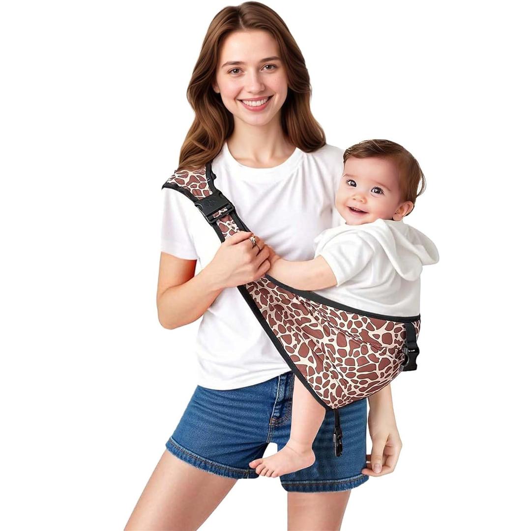 Baby Sling Carrier with Hip Seat - Adjustable & Safety Certified, Ergonomic Non-Slip Design for Newborn to Toddler (0-36 Months) - Carrying 8-35lbs Leopard