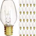 KOR (25 Pack) 7 Watt C7 Clear Night Light Bulbs  E12 Candelabra Base, 120V for Indoor/Outdoor Use