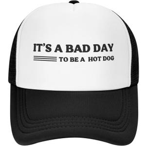 Funny Trucker Hat Gag Gifts Adjustable Mesh Hats Drinking Joke Baseball Cap for Men Women (One Size, It's a Bad Day to Be a Hot Dog)