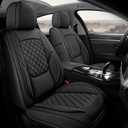 Premium Leather Car Seat Covers, Universal Fit for Cars SUVs Trucks and Sedans, Waterproof Car Seat Cushion with Airbag Compatible & Scratch-Resistant, Black Seat Covers for 5 Seats (Full Set)
