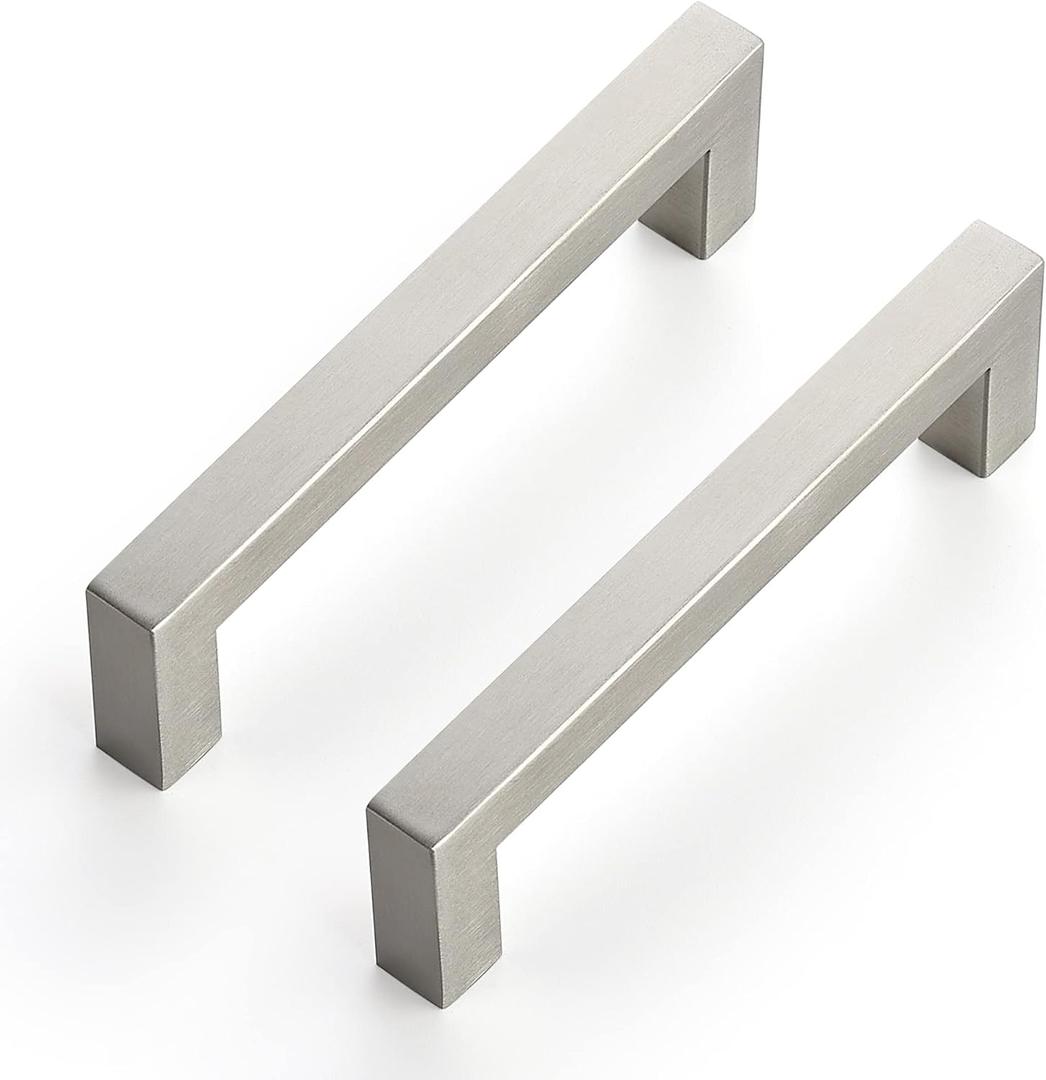 Ravinte 20 Pack 4-1/2 Inch Kitchen Square Cabinet Handles Satin Nickel Pulls Brushed Nickel Kitchen Cabinet Hardware Handles for Cupboard Drawer Pulls