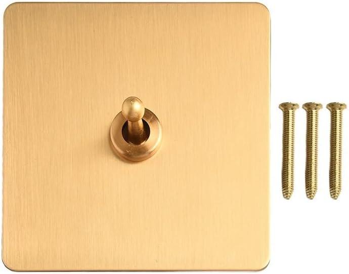 Light Luxury Style Brass Toggle Retro Switch Panel, 86 Type Power Wall Socket, Wall Light Brass Lever Toggle Switch, Toggle Light Rocker Switch(1 Gang)