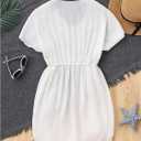SHENHE Girl's Swimsuit Coverups Chiffon Short Sleeve Beach Dress Bathing Suit Cover Up White 13Y