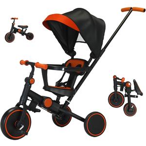 Baby Tricycle with Canopy,8 in 1 Toddler Bike Foldable Kids Tricycle,Toddler Tricycle for 1-3 Year Olds, Push Tricycle for Kids Trike Balance Bike Chrismas and Birthday Gift for Boy and Girl