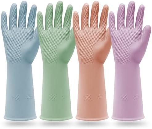 JiedHiur 4Pairs Rubber Cleaning Gloves, Dishwashing Kitchen Gloves for Momen and Men, for Washing Dishes, Bathroom, Sink Set of 2