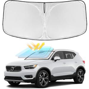 for Volvo XC40 2019-2025 Windshield Sun Shade - 4 Layers Car Sunshades for Front Windows Shade Cover Custom Fit XC40 Sun Visor 240T Retractable Shade Blocks UV Rays Car Accessories