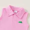 Toddler Baby Girl Golf Outfit Golf Print Polo Shirt Sleeveless Tank Top Mini Skirt Set Cute Girls Summer Clothes (Pink)