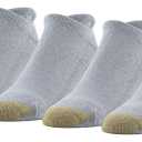 GOLDTOE Men's 656HT Cotton No Show Heel Tab Athletic Socks, 6-Pairs (Large, Grey Heather)