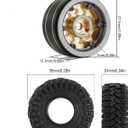 INJORA Black Coating Brass 1.0 Beadlock Wheel Tires Set for Axial SCX24 AX24 TRX4M FCX24 Upgrade 1/24 1/18 RC Crawler CarGrey