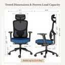 Ergonomic Office Chair with Breathable Mesh Back & Thick Cushion Seat, 4D Armrests, 3D Headrest, Adjustable Lumbar Support & Seat Depth, High Back Desk Chair with Tilt Lock (Blue), Large