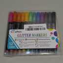 Celepen Glitter Marker Pens, 12 Colors Metallic Shimmer Glitter Markers Paint Pens, Glitter Art Marker for Adults DIY Crafts Greeting Birthday Cards Making Poster Album Scrapbooking Wood