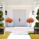 16 Bundles Artificial Fall Flowers for Outdoors Fake Plants UV Resistant Plastic Plants Shrubs Bushes for Home Fall Front Door Porch Garden Autumn Decor (Fall Red)