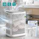 SONGMICS Laundry Hamper with Lid, 75 L Ventilated Basket, Cutout Handles