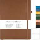 College Ruled Notebook, A4 Hardcover Leather Notebook for Work, Lined Notebook Journal for Women, Men, 192 Thick Paper, 8.5" x 11", Large Notebook with Pockets, Professional Business Notebook, Brown