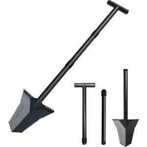 DR.TEK Spade Shovel, Heavy Duty Digging Tool T Handle, Serrated Blade, Root Cutter with Long Short Handle, Garden Spade for Metal Detecting, Transplanting, Trenching, 31 & 45 Inches, 4.5 Pounds