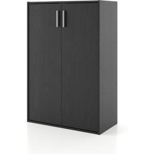 HOMES: INSIDE + OUT Apexa 3-Tier Stackable Wood Bookcase with Doors, Cube Storage Organizer Shelves, Small Food Pantry Cabinet, Dorm Teen Room Decor & Bedroom, Home Office, Kitchen, Black