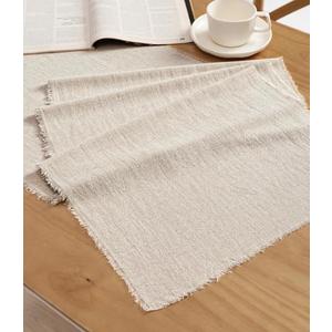 Vitalizart Beige Table Runner 14 x 72 Inches Long Slub Texture Cotton Linen Table Runner for Rustic Home Decorations Dining Room Wedding Decor Reception Bridal Shower Thanksgiving Christmas