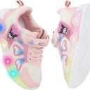 Kid's Glitter Running Cartoon Sneaker Sparkly Glowing Shiny Bling Princess Shoes School Athletic Walking Shoes for Girls (9 Little Kid, Purple)