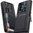 GBEE for Samsung Galaxy Z Fold 3 Case with Card Holder & Hinge Protection & Kickstand & Slide Camera Cover & Built-in Screen Protector, Rugged Phone Case for Galaxy Z Fold 3 (Black)