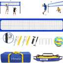 Volleyball Net for Backyard, No Sagging Professional Heavy Duty Outdoor Portable Net Set with Poles, Adjustable Height, Includes Volleyball & Carry Bag, Ideal for Beach and Grass, 32' L x 3' H