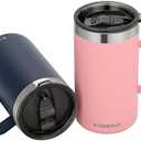 KXIAOCHEN 20oz Insulated Coffee Mug with Lid, Stainless Steel Coffee Cup, Double Wall Vacuum Coffee Tumbler with Handle, Premium Thermal Travel Coffee Mug (Pink Navy 2Pack)