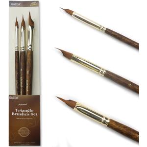 Wedge Paint Brushes for Watercolor,Oil, Acrylic, and Gouache Paint, Pointed Triangle Pinstriping Artist Brush Set with Short Handle
