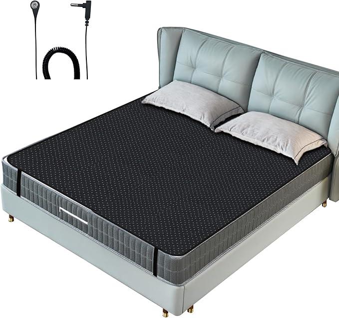 Grounding Mat for Bed, Grounding Mattress Cover for Improving Sleep, Sleep Pad, Earth Mat Carbon Leatherette Therapy (60*27.5 inch)