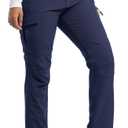 AREOUTS Women's Snow Ski Pants Fleece Lined Waterproof Softshell Insulated Winter Outdoor Hiking Cargo Pants Navy XS (Blue, XS)