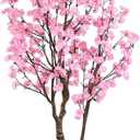 Artificial Cherry Blossom Tree, 7FT Tall Artificial Tree with White Pot, Pink Fake Sakura Flower Tree, Faux Silk Plants for Home, Living Room, Wedding, Garden, Balcony, Hotel Decoration