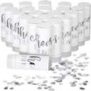 Sparkle and Bash Wedding Confetti Wands - 1.5 x 4.2 In, 20 Pack, Silver & White - Metallic Foil Dispenser for Send Off, Bridal Shower, Reception & Engagement Party