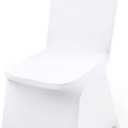 VEVOR 100 Pcs White Chair Covers Polyester Spandex Chair Cover Stretch Slipcovers for Wedding Party Dining Banquet Flat-Front Chair Covers, White-a, 100PCS 