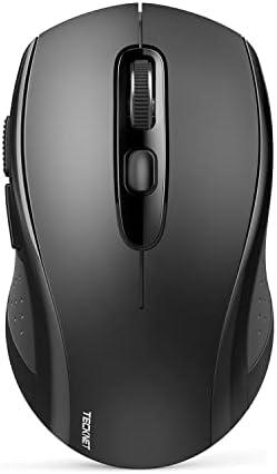 TECKNET Bluetooth Mouse, 4000DPI Wireless Mice for Laptop 2-in-1(BT 5.0/3.0+2.4Ghz) Computer Portable PC Mouse Wireless with USB Receiver for Mac (USB-A+Bluetooth, Black) 2PC
