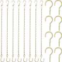 Hotop 8 Pcs Metal Hanging Chains with Ceiling Hooks, Garden Plant Hangers for Hanging Bird Feeders, Billboards, Chalkboards, Basket, Planters, Lanterns, Wind Chimes, Chain Hook DIY(16.38 Inch,Gold)