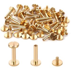 Chicago Binding Screws - 4mm x 16mm, 25 PCS (Brass, Phillips Nut)