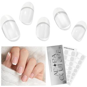 Semi Cured Gel Nail Strips with 30 Pieces–UV Gel Nail Stickers & Nail Wraps, Complete Manicure Kit Includes Prep Pads, Nail File and Wooden Stick, Easy Application, UV Light Required (White French 2B)