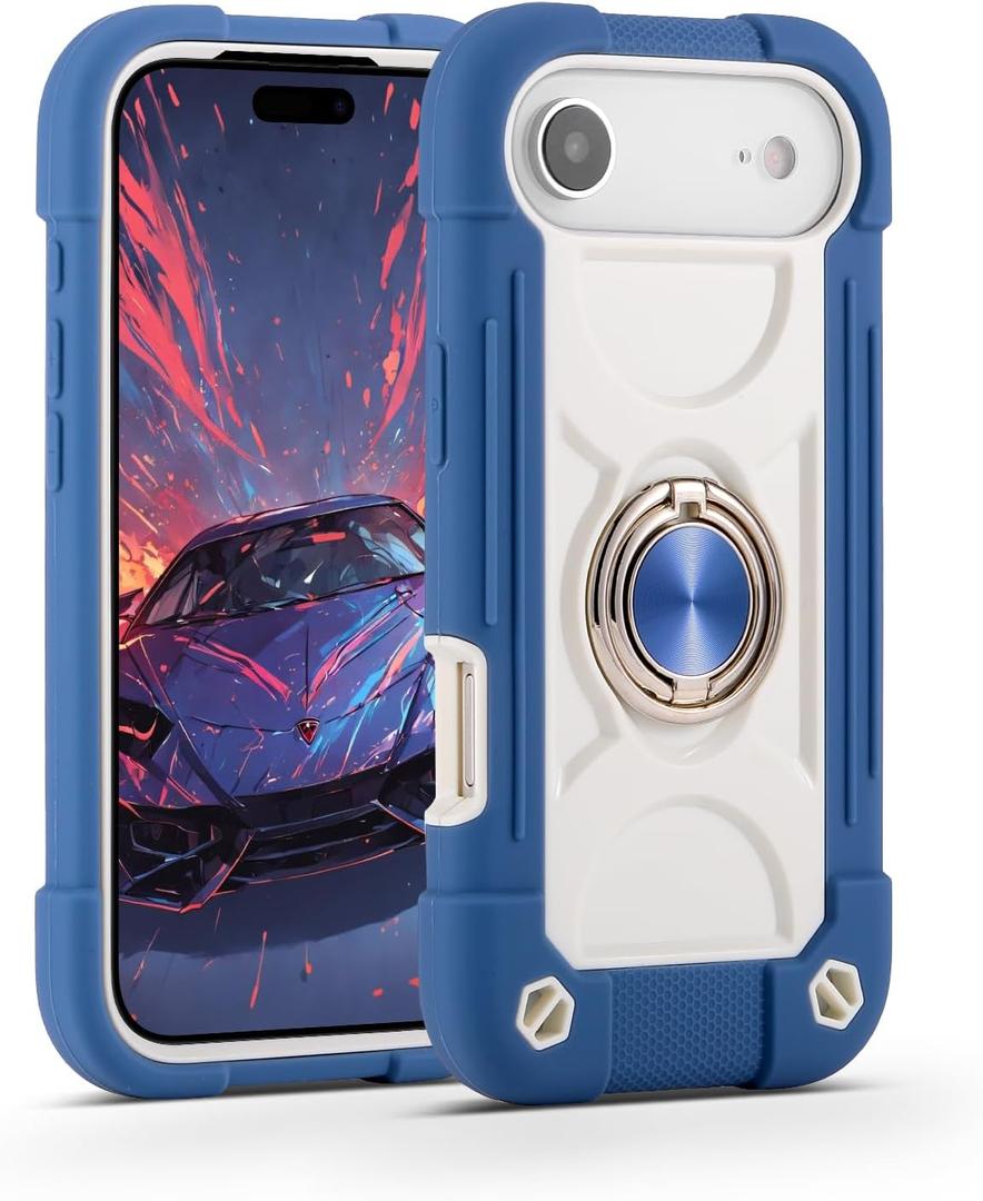 MARKILL Compatible with iPhone Air Case 6.5 Inch 2025 with 360 Degree Rotate Ring Stand, Military Grade Drop Protection Full Body Rugged Protective Case Kids Blue
