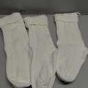 XOYTN 3 Pack Christmas Stockings, 18inch Large White Cable Knitted Stocking Personalized Xmas Hanging Stocking with Leather Patches Custom Name for Christmas Holiday Party Decoration