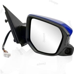 Passenger Side Mirror Assembly 2016-2021 Compatible with Honda Civic Sedan Rear View Mirror with Camera Power Heated Replace 76208-TBC-A03ZA, 76208-TBC-A02ZA, 76201-TBA-A11ZF (11 Pin Blue)