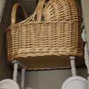 Wicker Carriage,Woven Rattan Stroller Shaped Flower Basket,Natural Willow BranchesUsed for Welcoming Infants, Wedding Parties, Home Decor, Floral Decoration