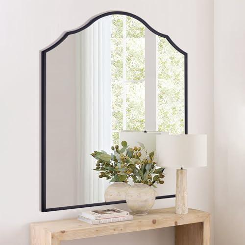 Autdot Arched Mirror Wall Decor, 32"x24" Black Wall Mirror, with Antique Metal Frame, for Elegant Entryway, Bathroom, Living Room, Bedroom