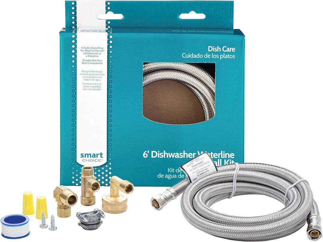 Smart Choice 6-Foot Stainless Steel Dishwasher Installation Kit