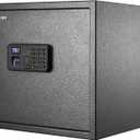 BILLCONCH Gun Safe with 6 Pistol Holders - Biometric, Key & App Unlock, Black Iron Safe with LCD Display & Voice Prompt, Removable Shelf & Foldable Gun Racks (1.4 Cubic Feet)