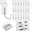 Tandefio 25 Pack J Shaped Slatwall Hooks and Hangers Heavy Duty Slatwall Accessories for Display Panel Garage, 3.25 Inch(White)