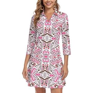 WOWENY 3/4 Sleeve Dress for Women with Pockets V Neck UPF 50+ Casual Sun Dress Breathable Quick Dry Beach Vacation M