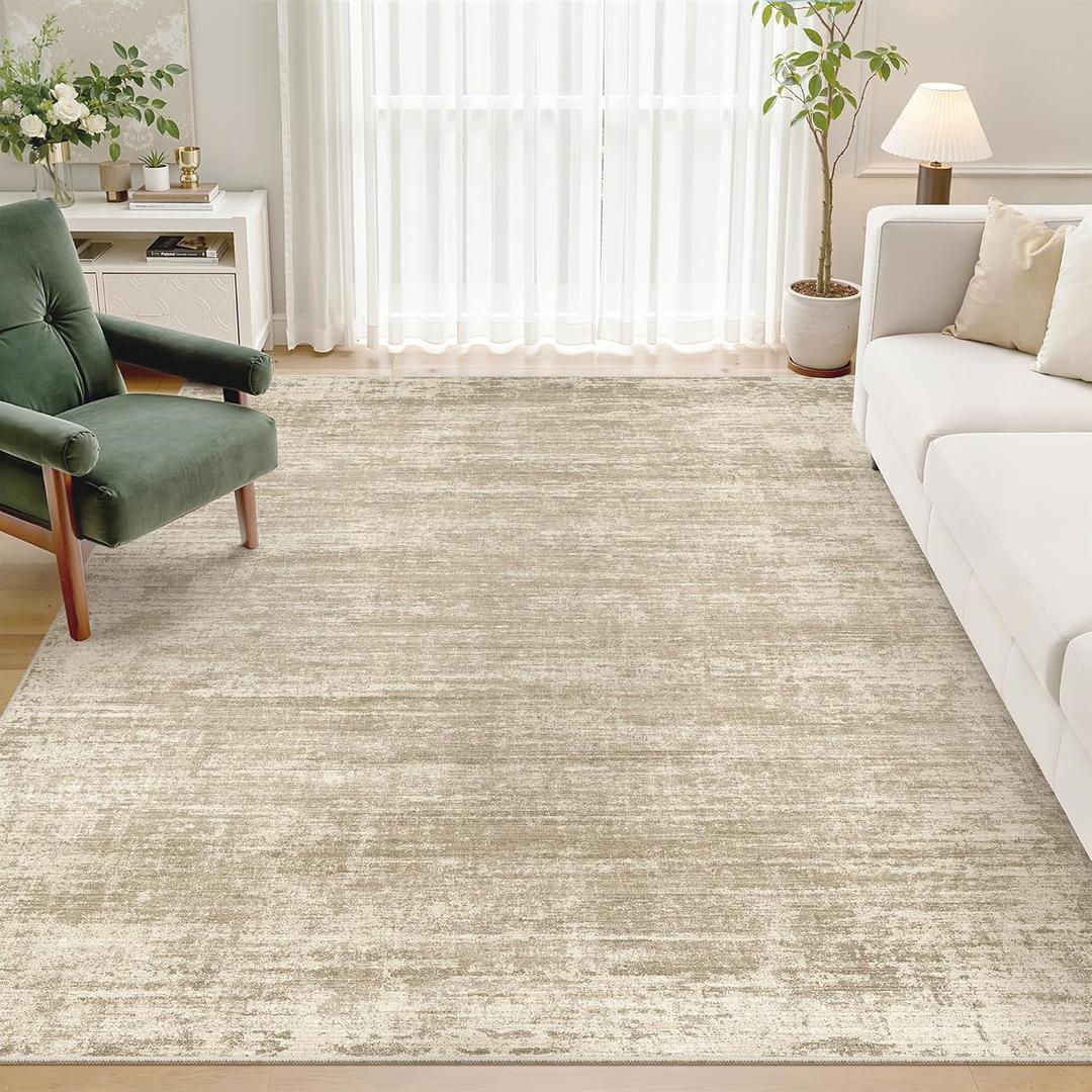 5x7 Area Rugs, Modern Washable Rug, Non-Slip Rugs for Living Room, Stain Resistant Abstract Rugs, Ultra-Thin Indoor Area Rug 5x7, Home Decor Beige Rug