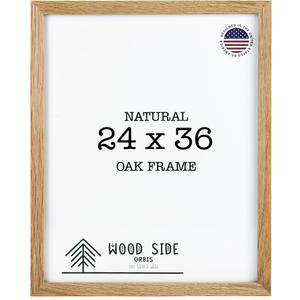 Oak Wood Picture Frames 24x36 - Natural Light Solid Wood Poster Art Photo Frame Wall Mount