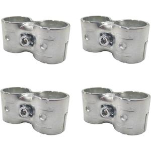 4 Pcs Double Port Parallel Pipe Clamp, 1 Inch (25.4 mm) OD Steel Tube Connector, Carbon Steel Rail Joint Clip with Hardware,Steel Pipe Tube Joint Connector Clip,for DIY Shelf Garden Support