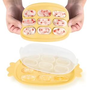 Haakaa Baby Popsicle Mold - Baby Food Maker & Breastmilk Teething Freezer Tray - BPA Free Silicone-Yellow (Banana)