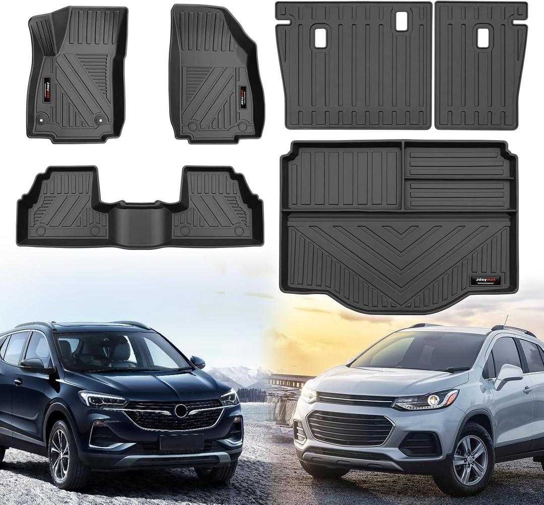 for 2013-2023 Chevy Trax/Buick Encore(Not fit Encore GX) Floor Mats Trunk Cargo Liner and Backrest Mat All Weather TPE Rubber Protection Mat Accessories (Full Set)