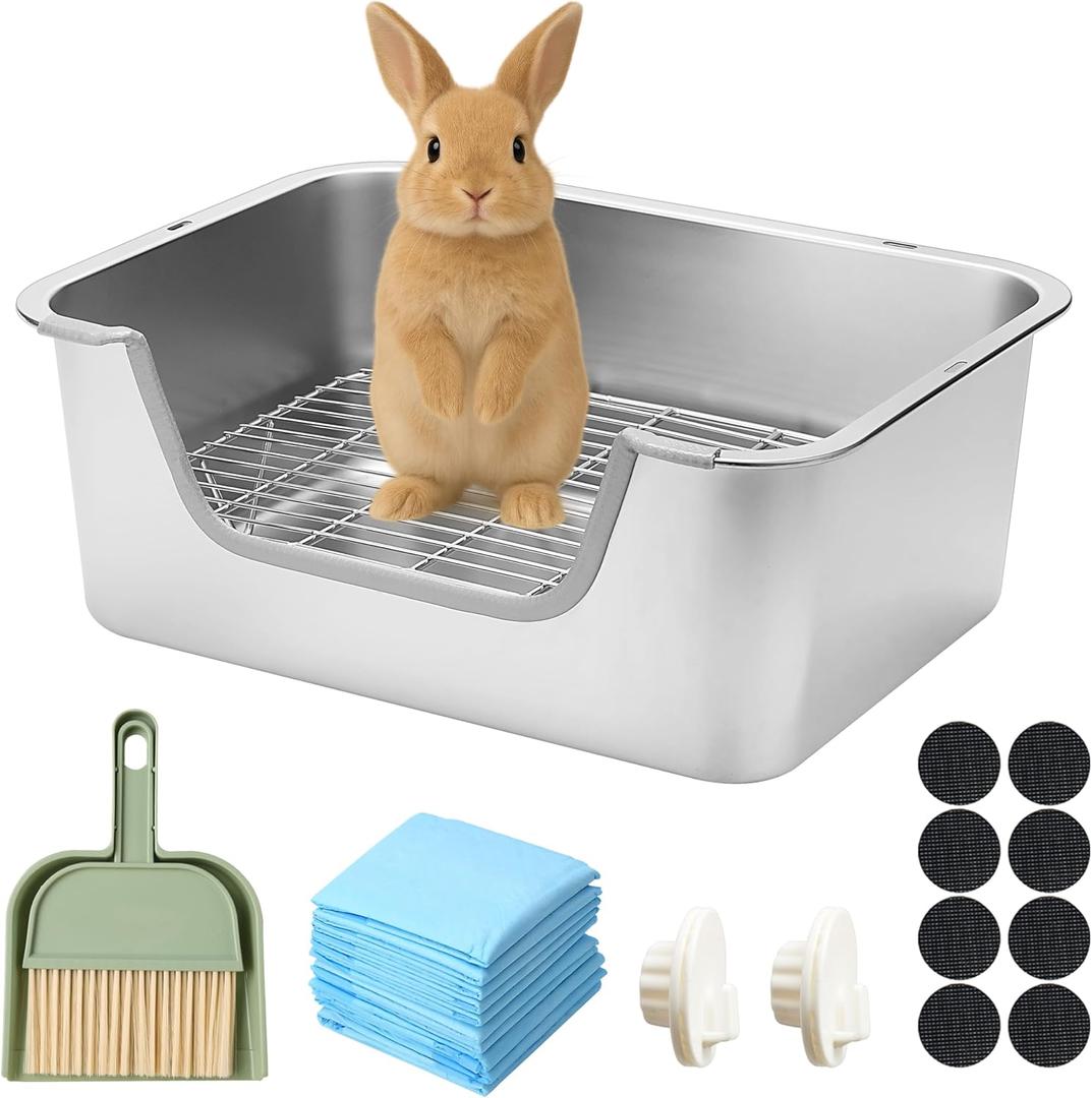 Stainless Steel Sifting Litter Box for Rabbit (L)